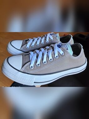 Unisex 5 Men's/7 Women's CONVERSE CTAS DOUBLE TONGUE Grey Low Top Shoes